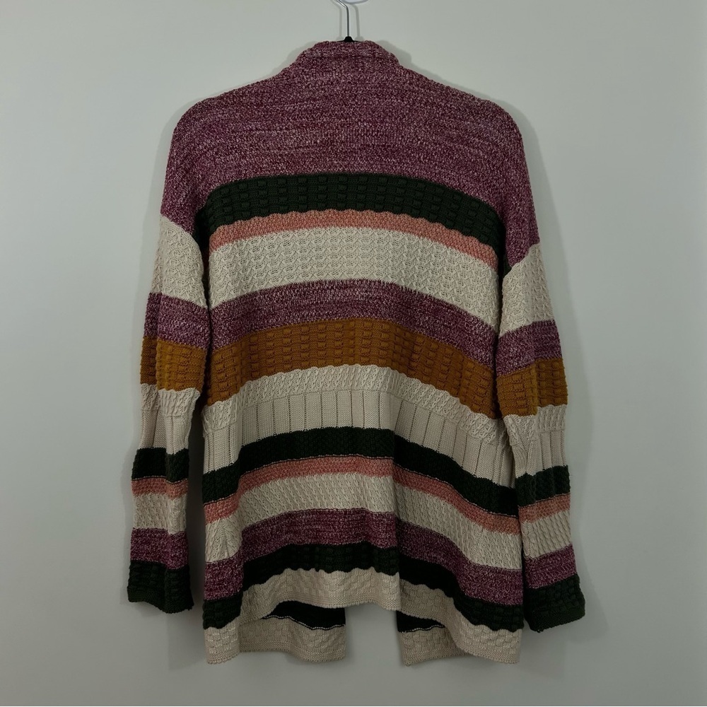 Soft Surroundings 100% Cotton Striped Maximalist Indie Knit Open Front Cardigan - Picture 12 of 12